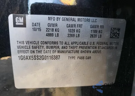 2016 Cadillac Cts Luxury Collection z USA, uszkodzony, nr VIN 1G6AX5SS2G0116387